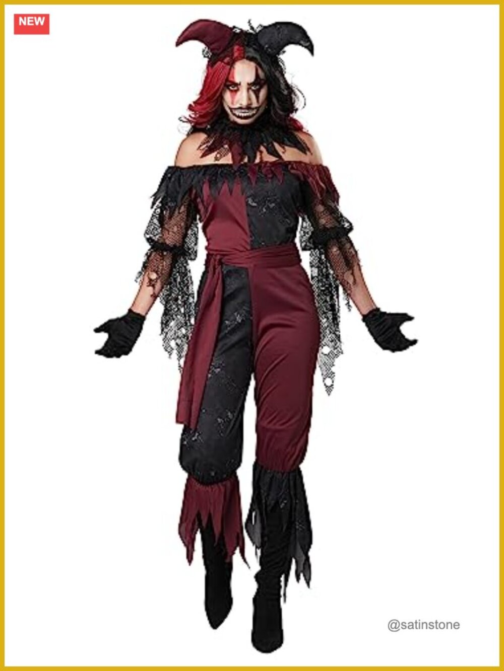 Psycho Jester Costume Women's Halloween Fancy Dress